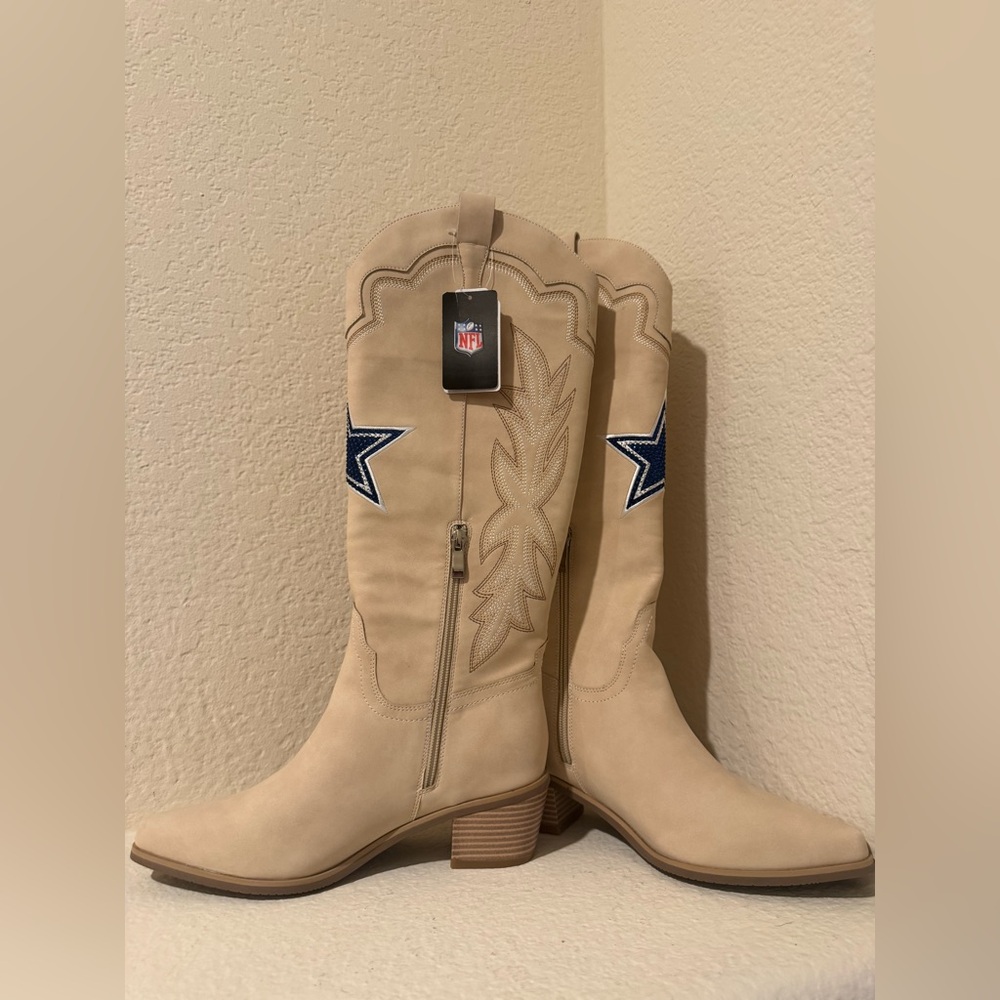Women's Cuce Cream Dallas Cowboys Cowboy Boots NWT SIZE 8 - Picture 9 of 11